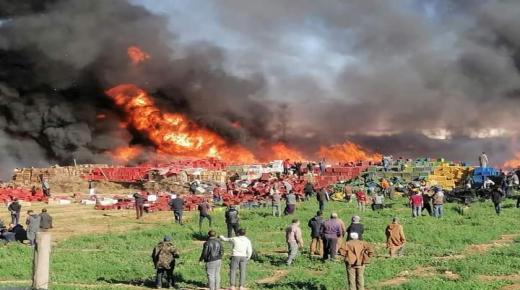 حريق مهول بإحدى الضيعات الفلاحية ضواحي تكوين باكادير