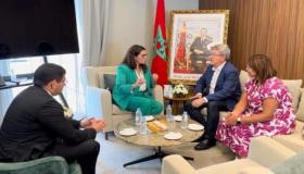 فاطمة الزهراء المنصوري ومحمد المهدي بنسعيد يستقبلان جون لوك ميلونشون زعيم حزب La France Insoumise