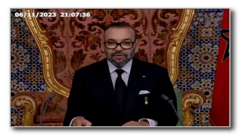 صاحب الجلالة الملك محمد السادس يوجه خطابا ساميا إلى الأمة بمناسبة الذكرى الثامنة والأربعين للمسيرة الخضراء