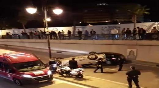 طنجة.. انقلاب سيارة خفيفة في حادثة سير بنفق رياض تطوان