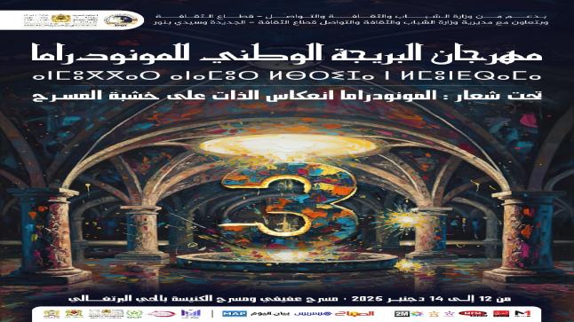 الجديدة تحتضن النسخة الثالثة لمهرجان البريجة الوطني للمونودراما تحت شعار: “المونودراما.. انعكاس الذات على خشبة المسرح”