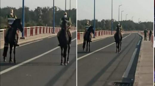 إنزكان أيت ملول : السلطات تستعين بالخيالة لرصد مخالفي الطوارئ بضفاف واد سوس.